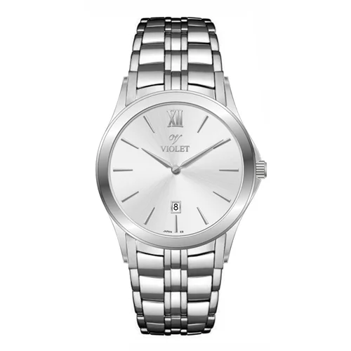 ساعت مچی عقربه ای مردانه ویولت استیل صفحه سفید کد 0610