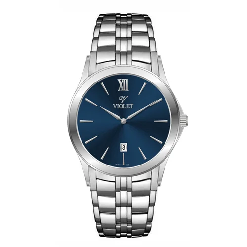 ساعت مچی عقربه ای مردانه ویولت استیل صفحه سرمه ای کد 0610
