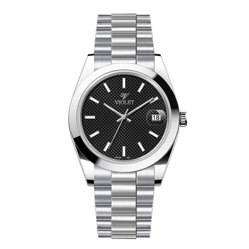 ساعت مچی عقربه ای مردانه ویولت استیل صفحه مشکی کد 0607