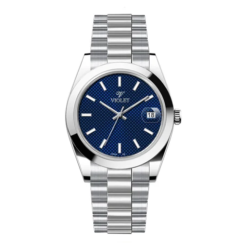 ساعت مچی عقربه ای مردانه ویولت استیل صفحه سرمه ای کد 0607