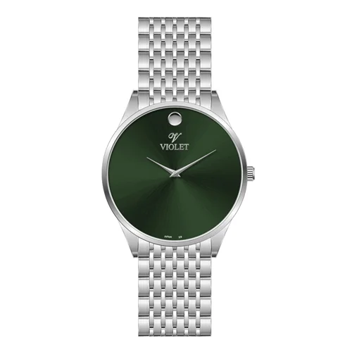 ساعت مچی عقربه ای مردانه ویولت استیل صفحه سبز کد 0609