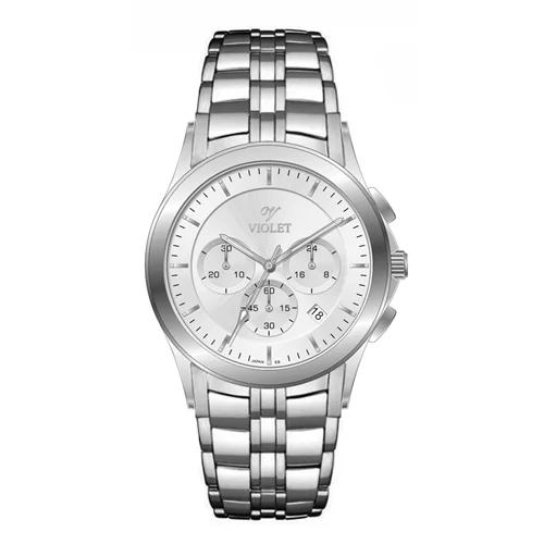 ساعت مچی عقربه ای مردانه ویولت استیل صفحه سفید کد 0611