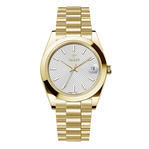 ساعت مچی عقربه ای مردانه ویولت تمام طلایی صفحه سفید کد 0607/2