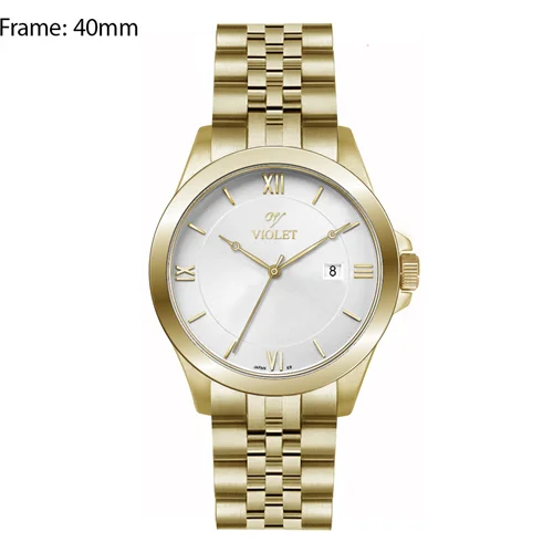 ساعت مچی عقربه ای مردانه ویولت طلایی صفحه سفید کد 0590/2