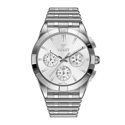 ساعت مچی عقربه ای مردانه ویولت استیل صفحه سفید کد 0613