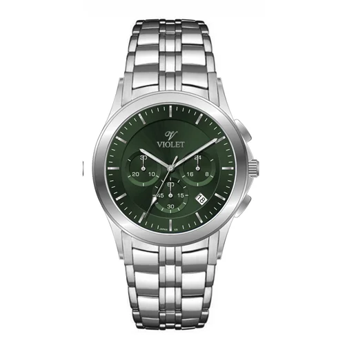 ساعت مچی عقربه ای مردانه ویولت استیل صفحه سبز کد 0611