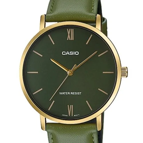 ساعت مچی عقربه ای کاسیو Casio بند چرم کلاسیک mtp-VT01gL-3bUDF