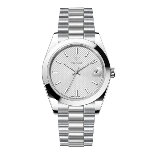 ساعت مچی عقربه ای مردانه ویولت استیل صفحه سفید کد 0607