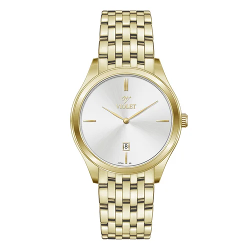 ساعت مچی عقربه ای مردانه ویولت تمام طلایی صفحه سفید کد 0608/2