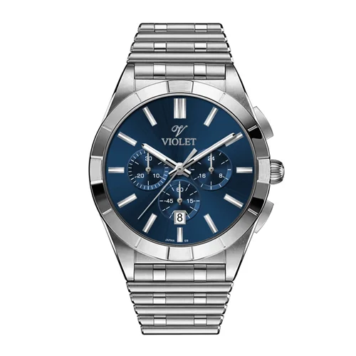 ساعت مچی عقربه ای مردانه ویولت استیل صفحه سرمه ای کد 0613
