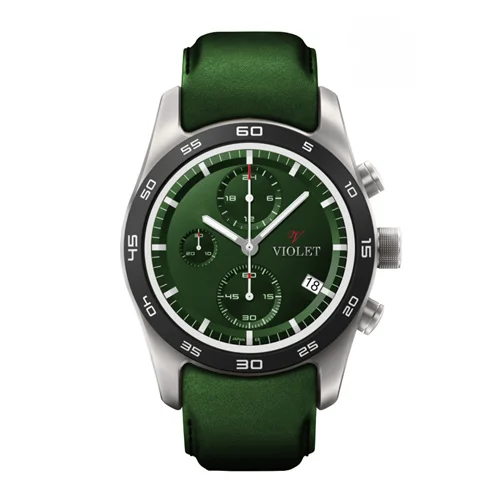 ساعت مچی عقربه ای مردانه ویولت استیل صفحه سبز کد 0594