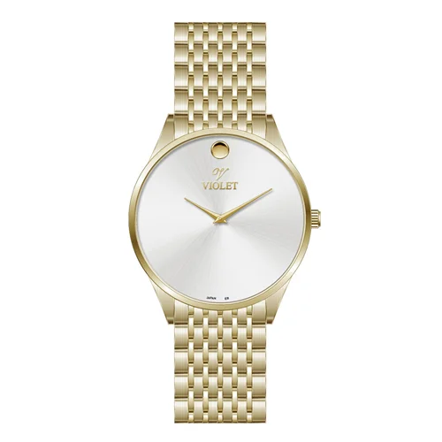 ساعت مچی عقربه ای مردانه ویولت تمام طلایی صفحه سفید کد 0609/2